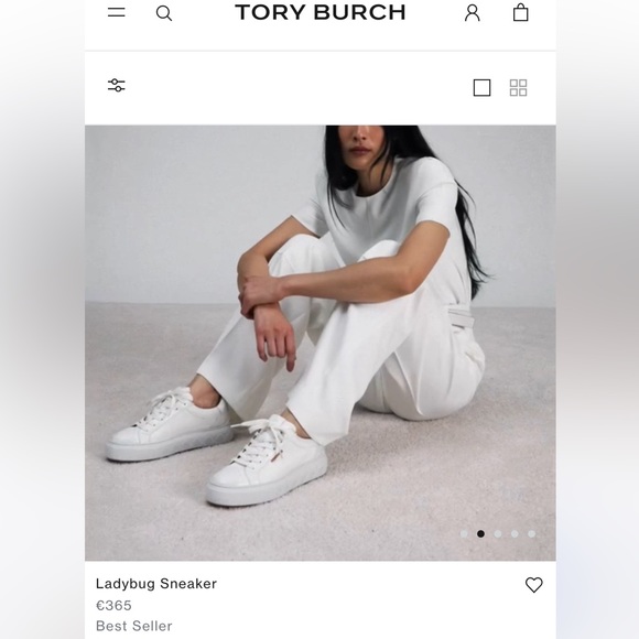 TORY BURCH Ladybug Sneaker Color: White / White / White women size 6.5 - Picture 4 of 17